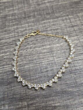 Authentic Pandora Triple Stone Heart Bracelet 14k gold plating